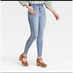 Knox Rose Women's Embroidered Skinny Jeans Size 14